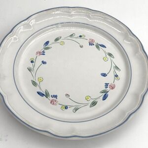 Floral Expressions Dessert Plate 7.5" Stoneware White Blue Pink Flowers Japan